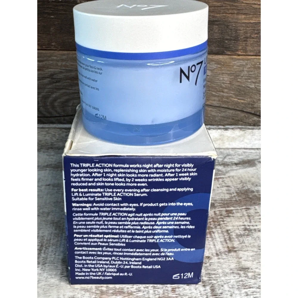 No7 Lift & Luminate Triple Action Night Cream 50ml NIB Damaged Box MSRP $32